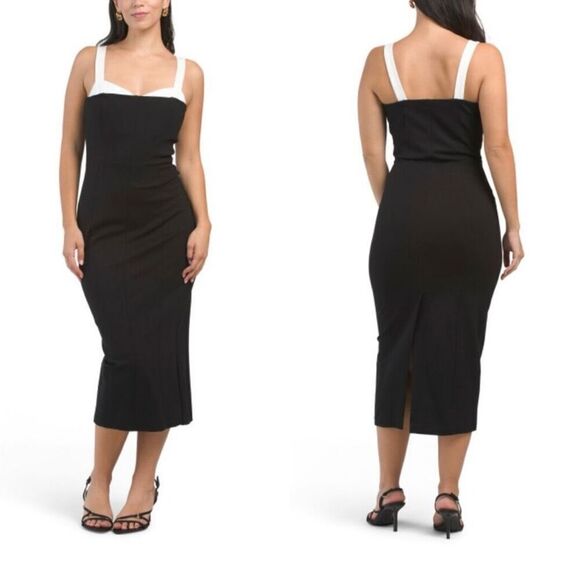 Christian Lacroix Sleeveless Tank‎ Peek-A-Boo Midi Dress Black Size M - Picture 3 of 12